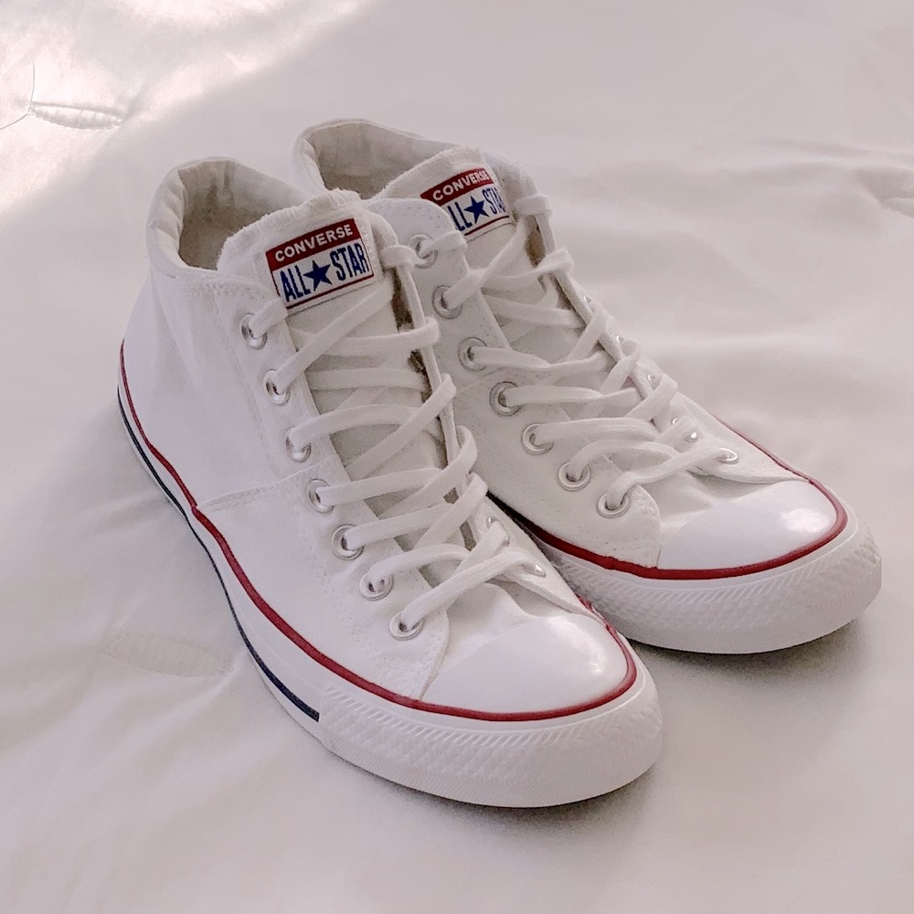 White Converse Mid-Tops